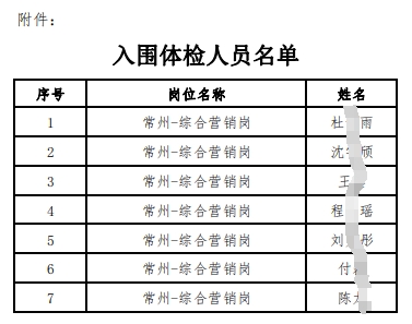 2024年江南农村商业银行校园招聘入围体检人员公布(9.24)